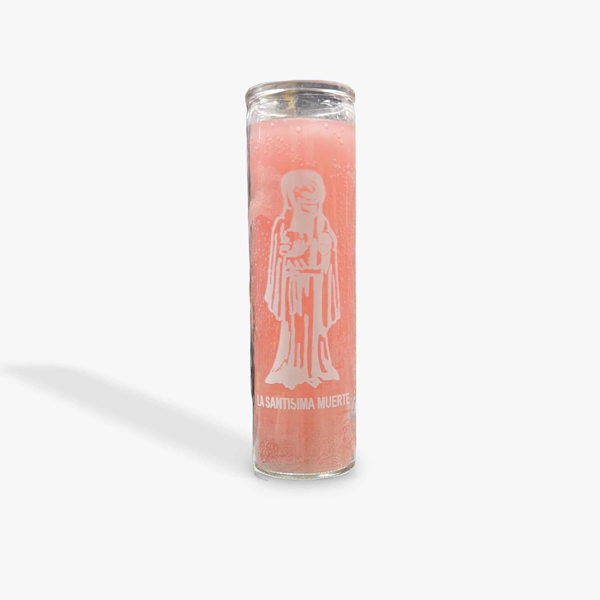 7 Day Glass Candle Santa Muerte Pink Veladora 7 Dias Santa Muerte